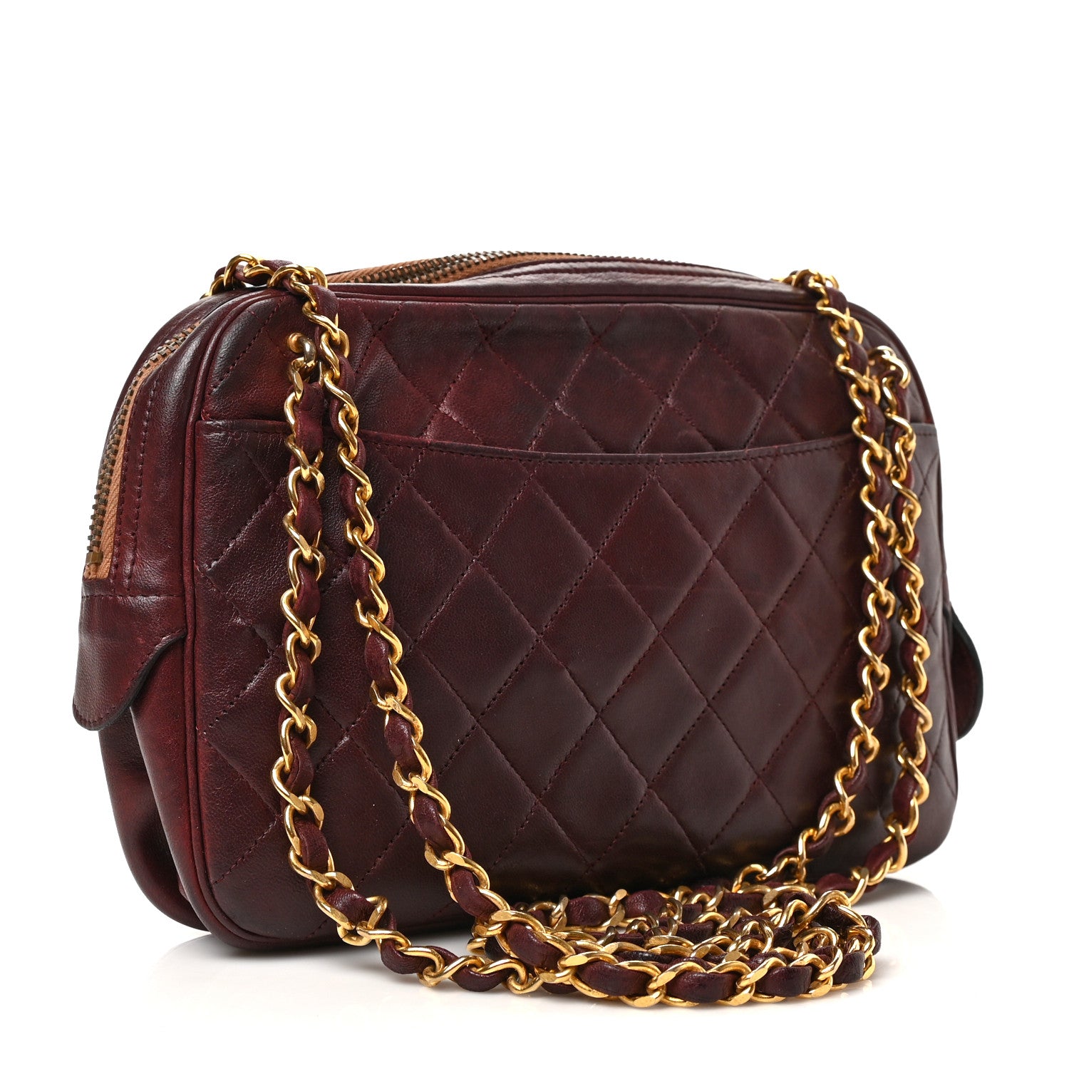 Chanel Lambskin Quilted Camera Case Burgundy 3 of 10