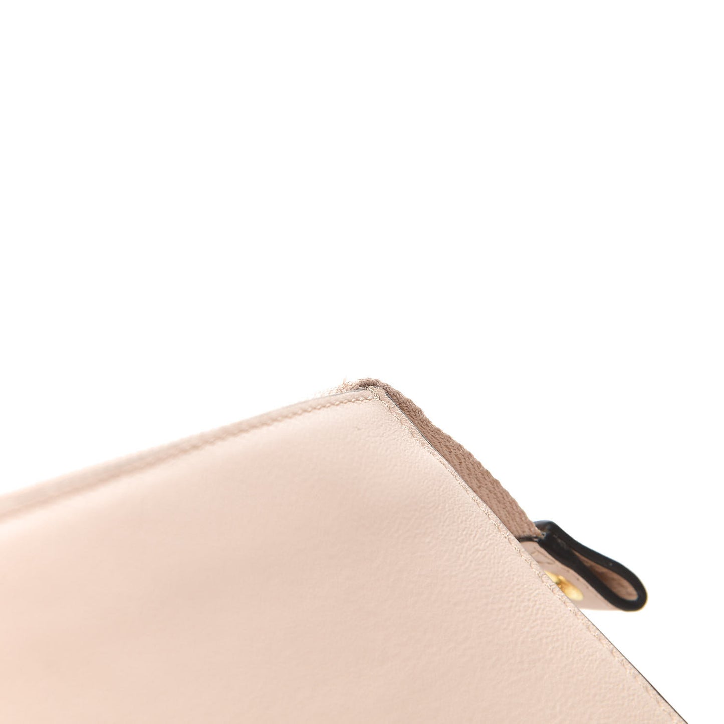 Calfskin Alphabet Flat Pouch Clutch Blush Nude