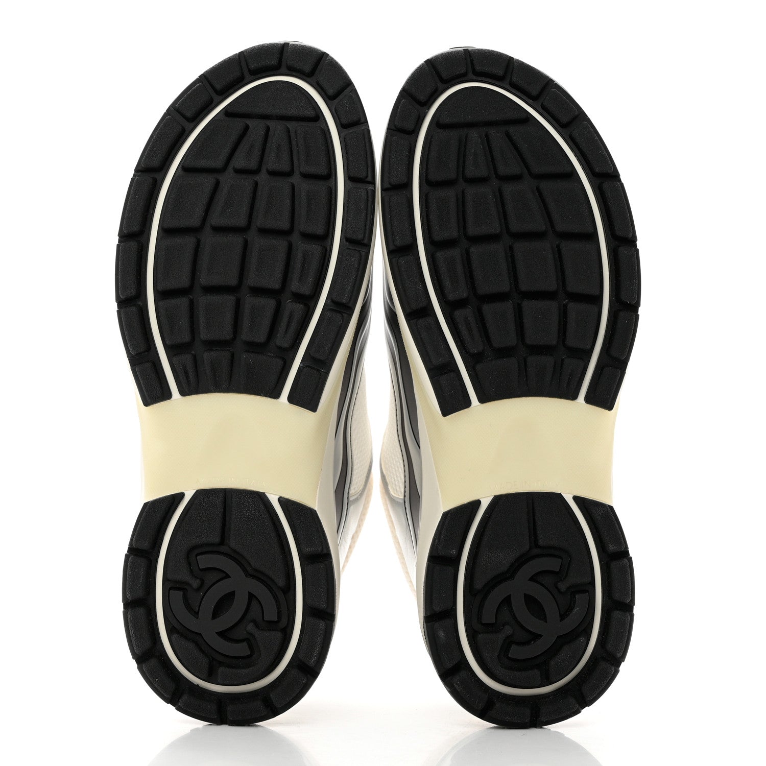 Chanel Fabric Laminated Calfskin Stretch CC Sneakers 39 White Silver 5 of 9