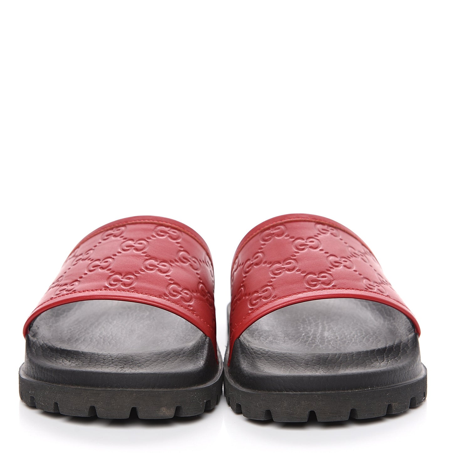 Guccissima Signature Mens Lug Sole Slide Sandals 8 Hibiscus Red