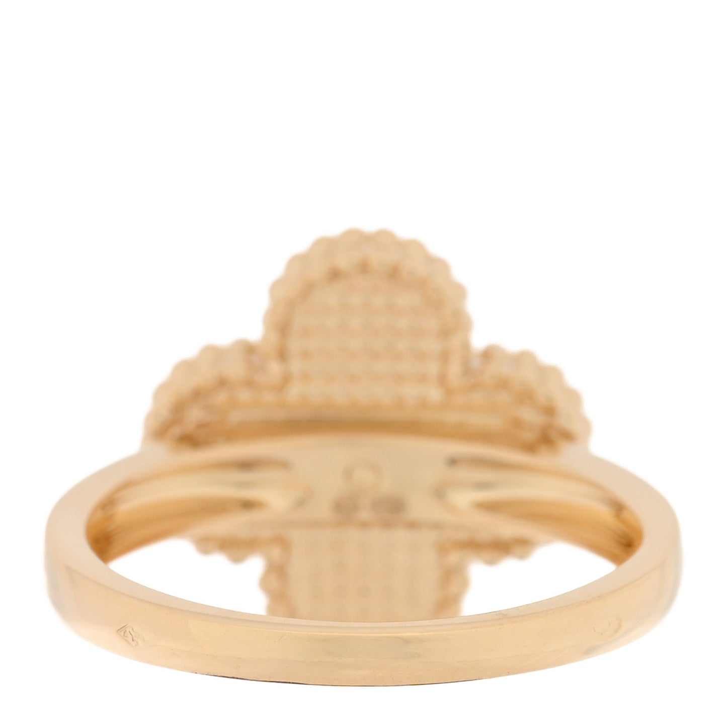 18K Yellow Gold Diamond Carnelian Vintage Alhambra Ring 54 6.75