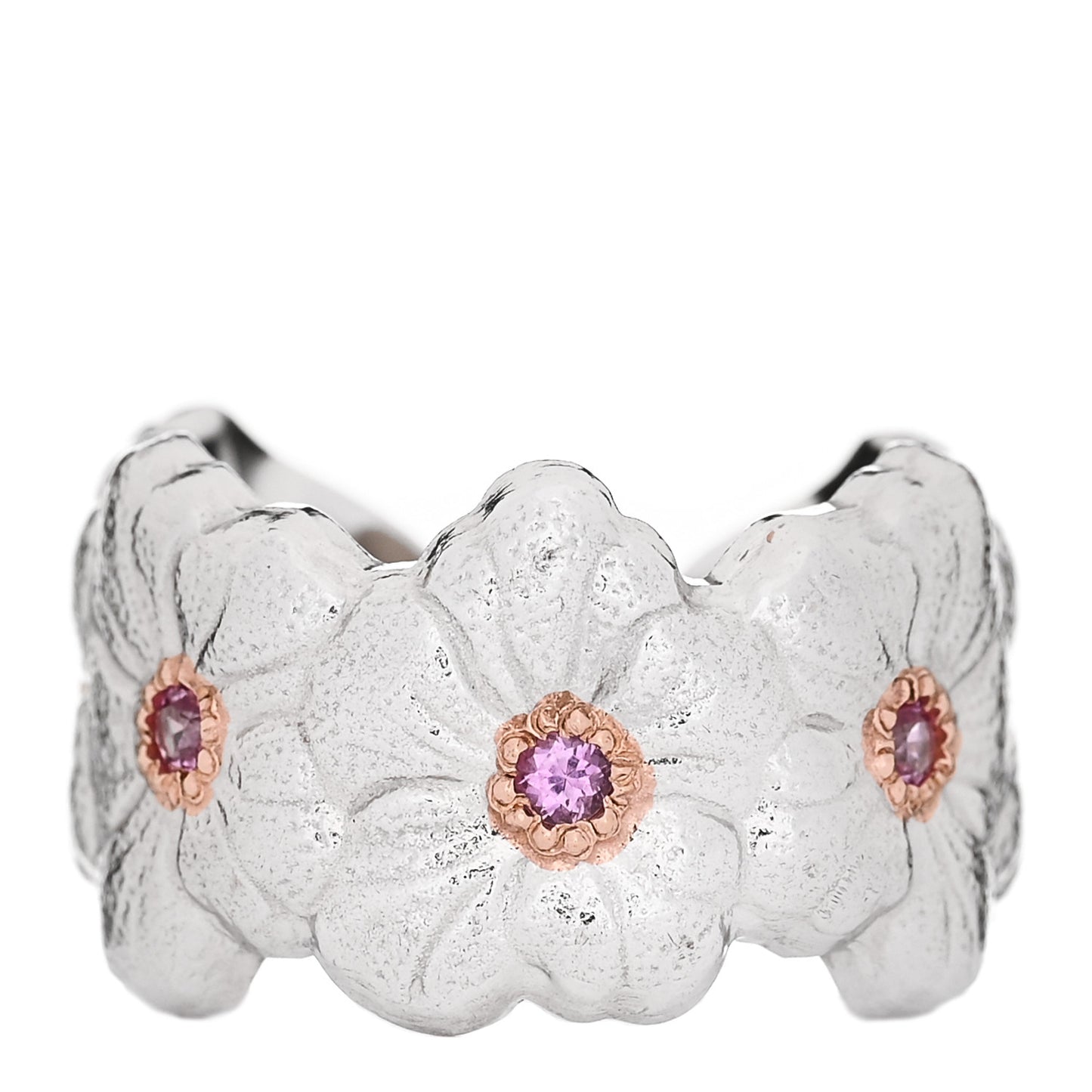 Sterling Silver Gold Vermeil Pink Sapphire Blossoms Daisy Ring 52 6
