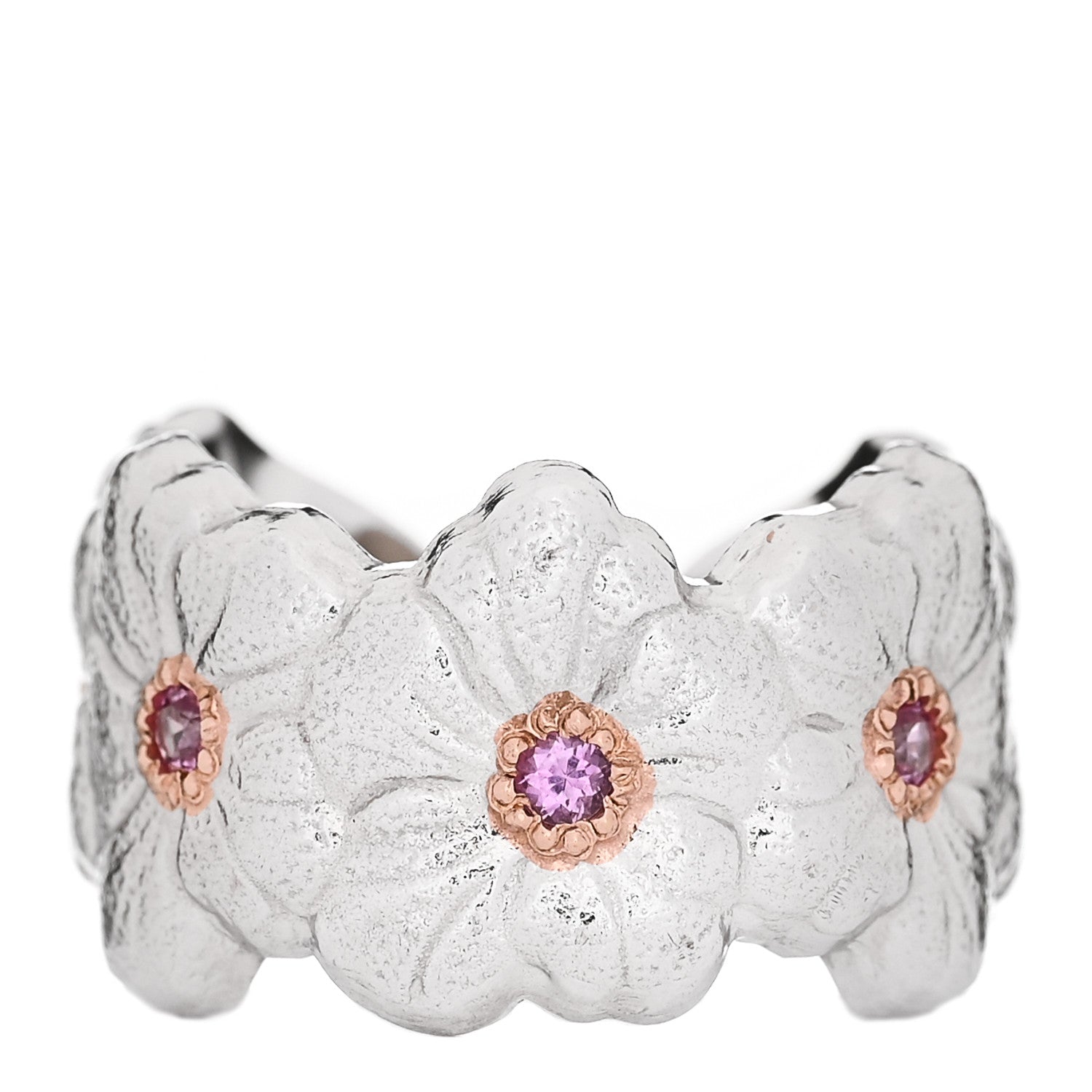 Buccellati Sterling Silver Gold Vermeil Pink Sapphire Blossoms Daisy Ring 52 6 1 of 5