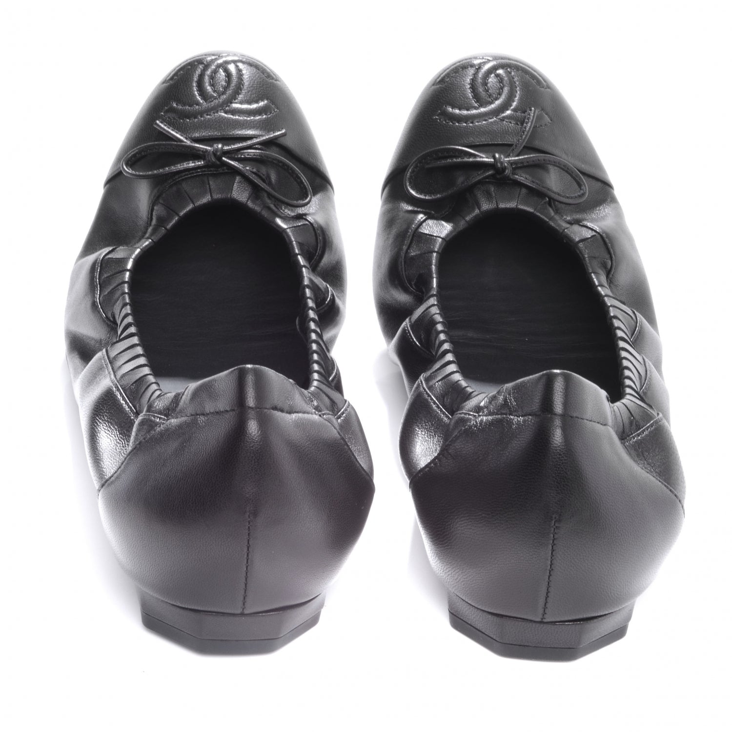 Chanel Leather CC Ballet Flats 38.5 Black 4 of 7