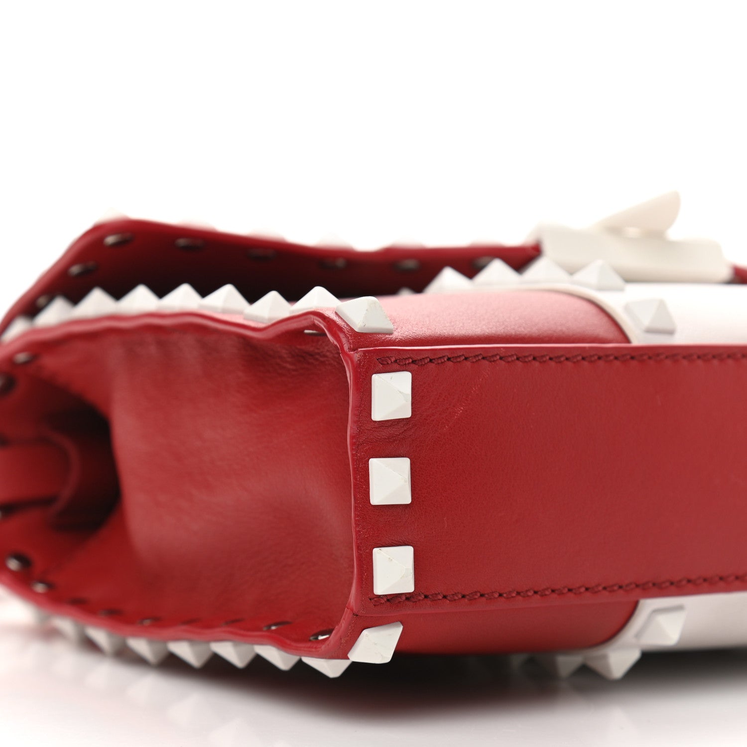 Valentino Garavani Vitello Colorblock Medium Free Rockstud Flip Lock Crossbody Bag Rosso Valentino Optic White 5 of 12