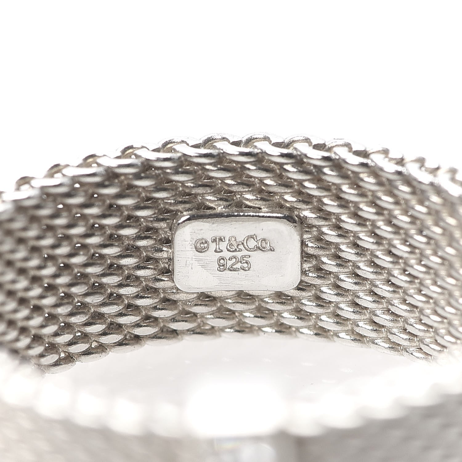 Tiffany Sterling Silver Diamond Somerset Mesh Ring 53 6.5 4 of 4