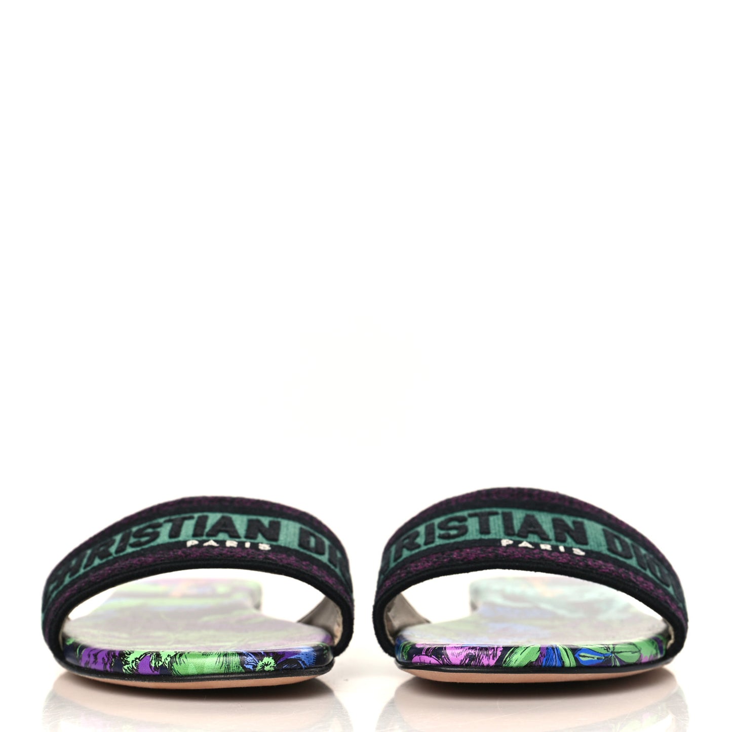 Canvas Embroidered Dway Mules Slide Sandals 38 Purple Multicolor