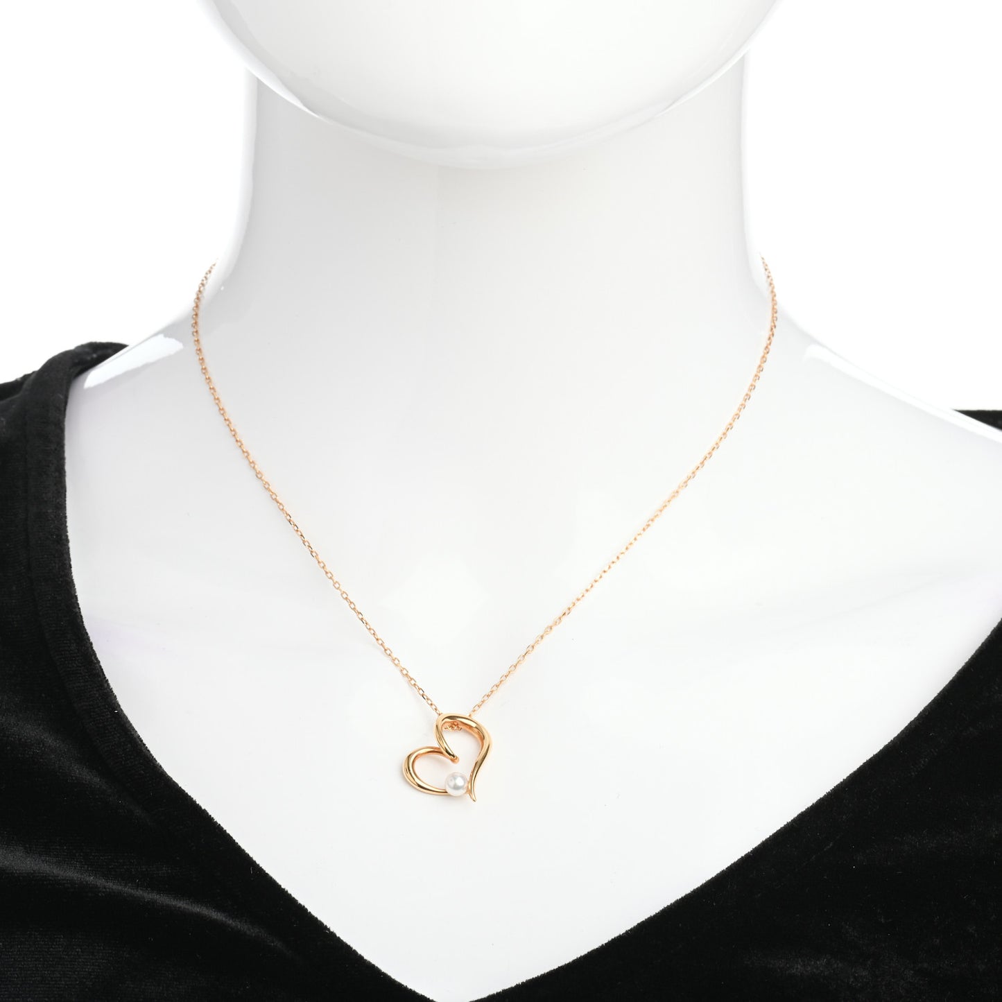 18K Yellow Gold Akoya Pearl 4mm Heart Pendant Necklace