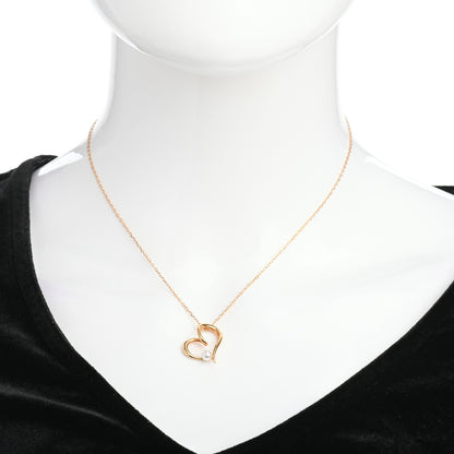 Mikimoto 18K Yellow Gold Akoya Pearl 4mm Heart Pendant Necklace 2 of 4