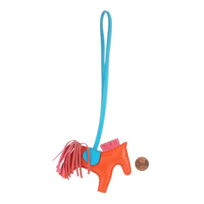 Hermes Milo Lambskin Grigri Rodeo Horse Bag Charm PM Orange Poppy Rose Azalee Bleu Azteque 3 of 5