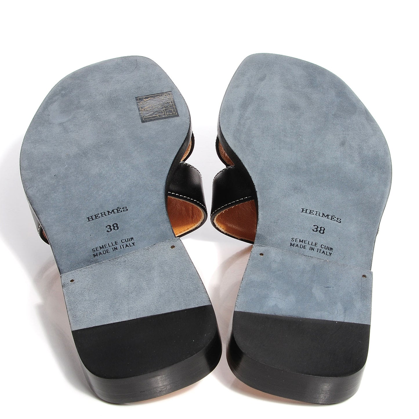 Box Calfskin Oran Sandals 38 Black
