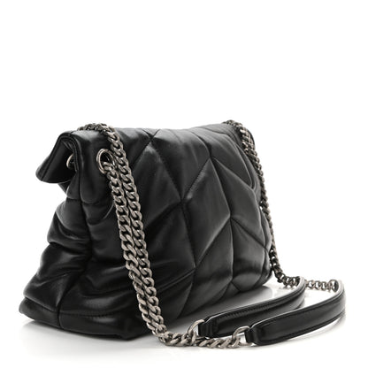 Saint Laurent Lambskin Quilted Small Loulou Puffer Monogram Chain Satchel Black 3 of 10