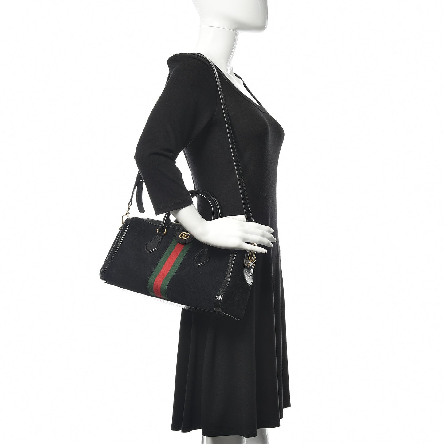 Suede Patent GG Web Medium Ophidia Boston Black