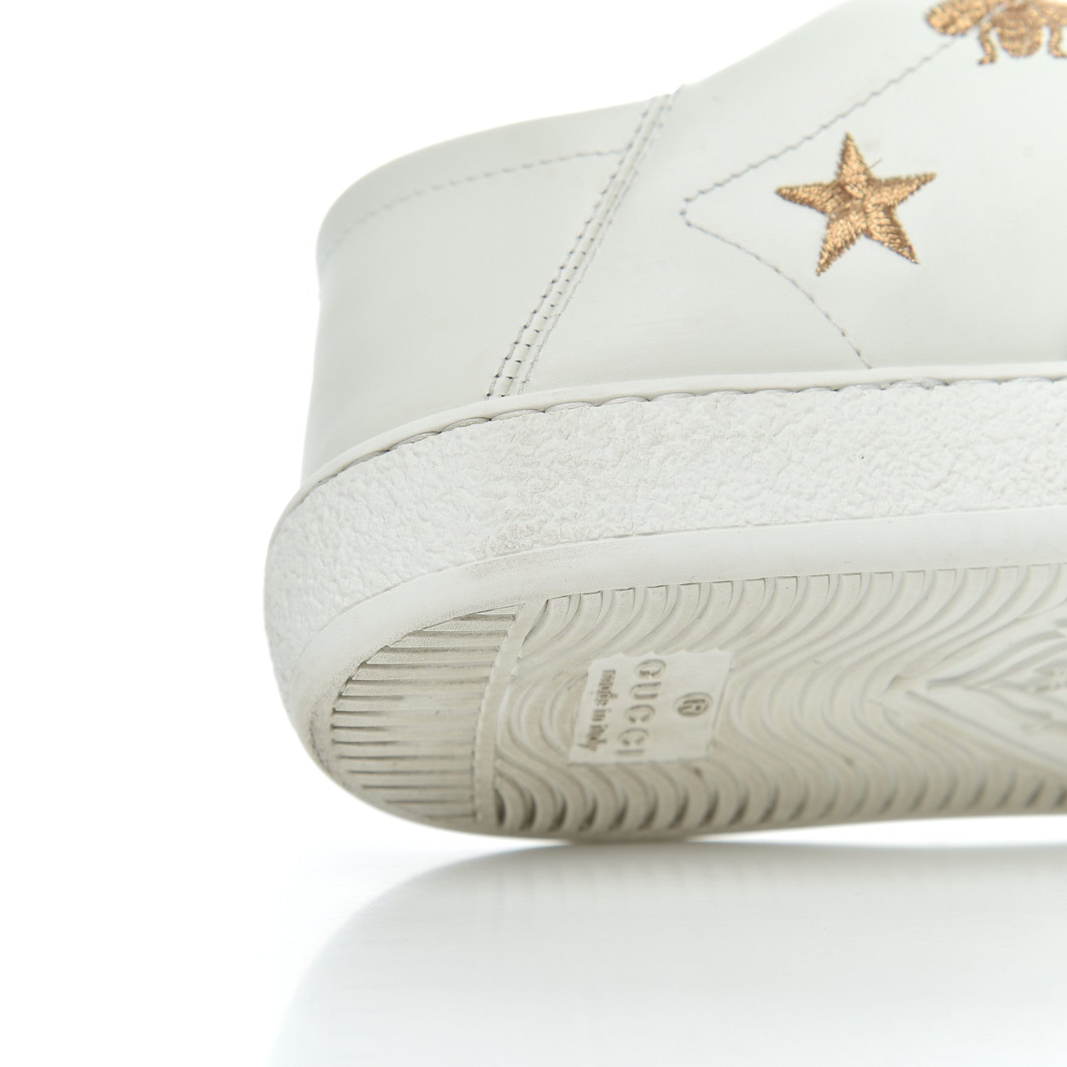 Gucci Calfskin Bee Star Embroidered Sylvie Web Ace Sneakers 35 White 13 of 20