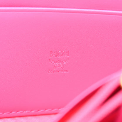 MCM Saffiano Large Mina Zip Around Wallet Orange Pink 6 of 6