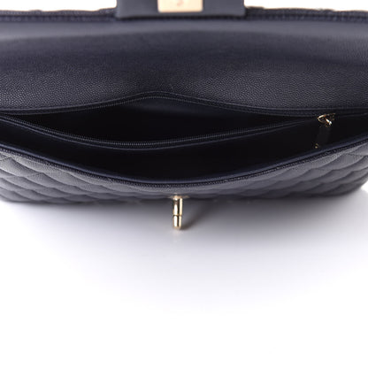Chanel Caviar Quilted Flap Clutch Navy 6 of 12