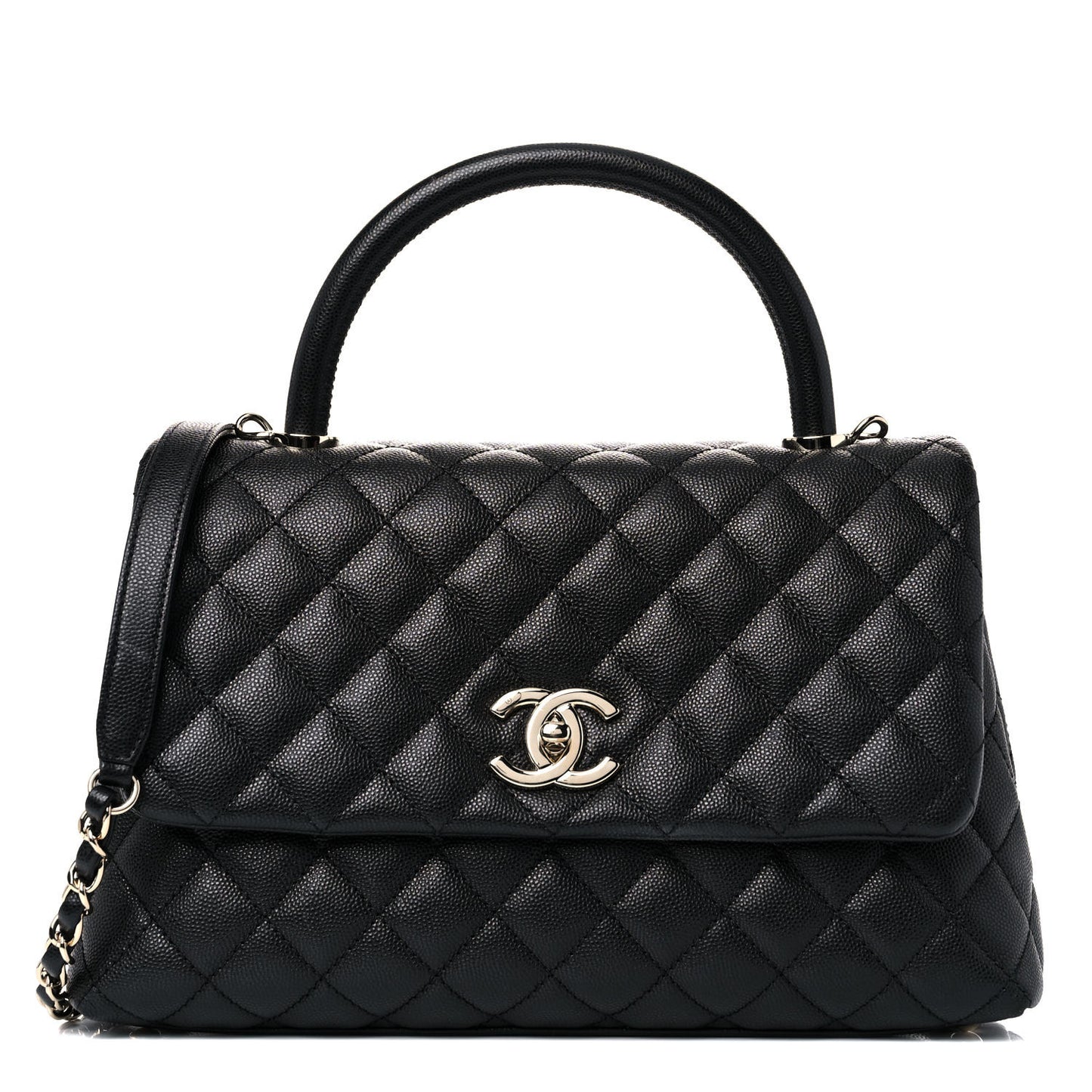 Caviar Quilted Small Coco Handle Flap Black