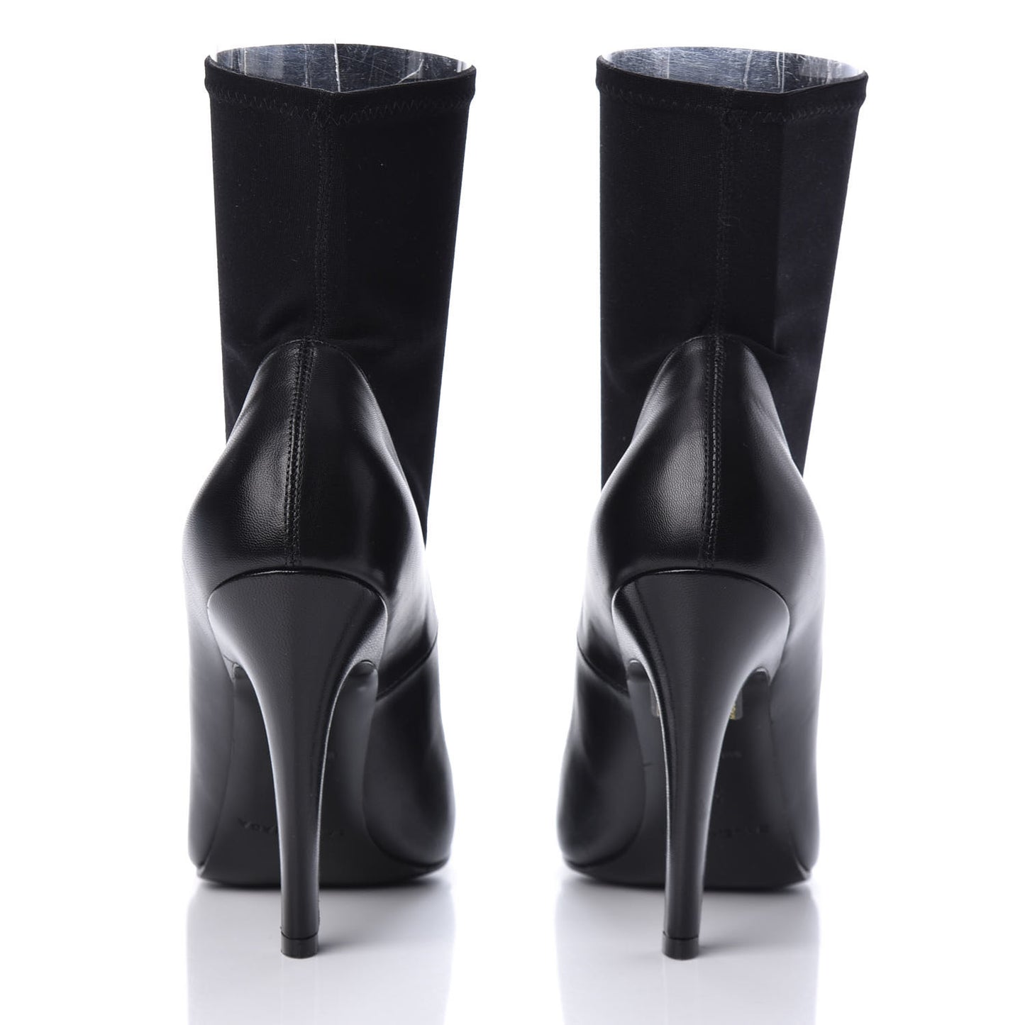 Calfskin Jersey Crepe Extreme Pointed Toe Knife Booties 36 Black