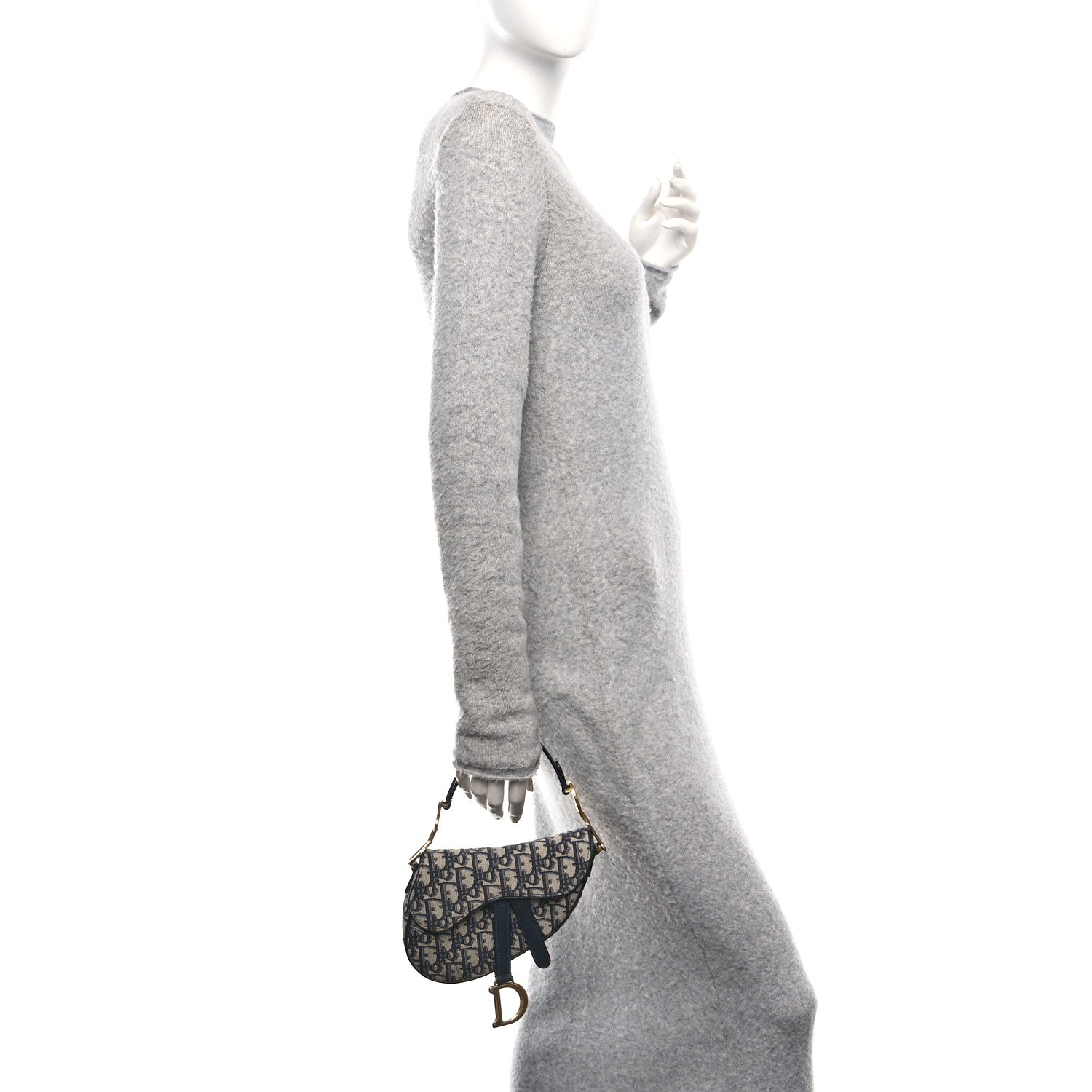 Christian Dior Oblique Mini Saddle Bag Blue 2 of 10