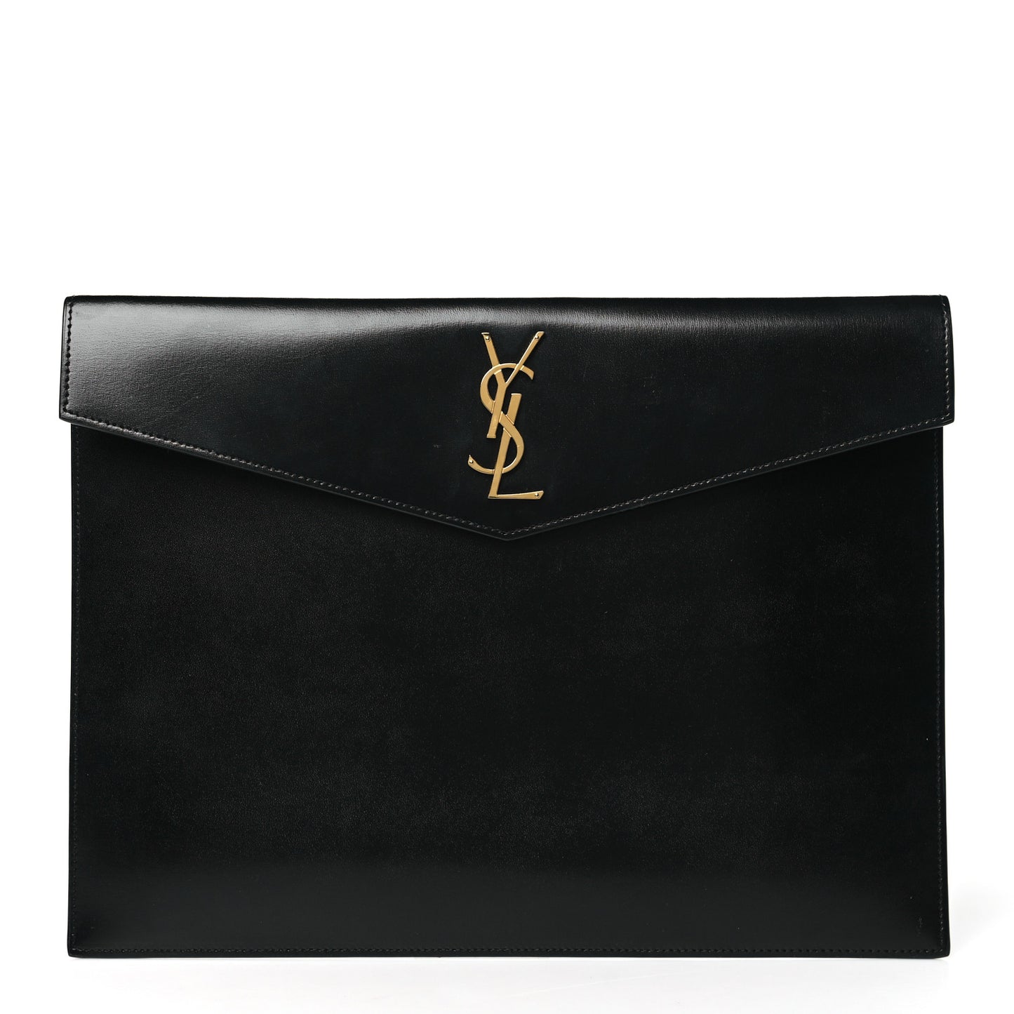 Smooth Shiny Calfskin Monogram Uptown Baby Pouch Black