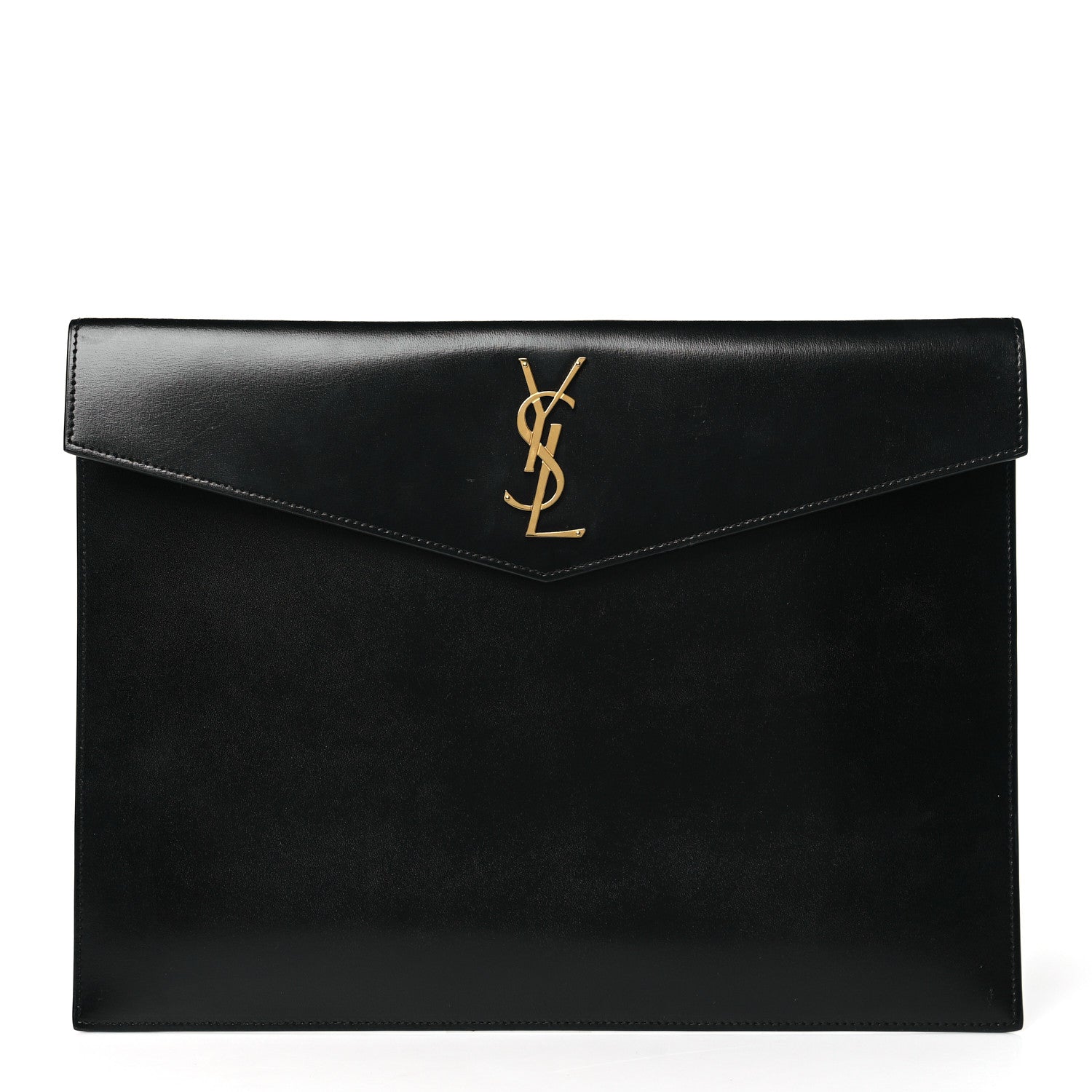Saint Laurent Smooth Shiny Calfskin Monogram Uptown Baby Pouch Black 1 of 9
