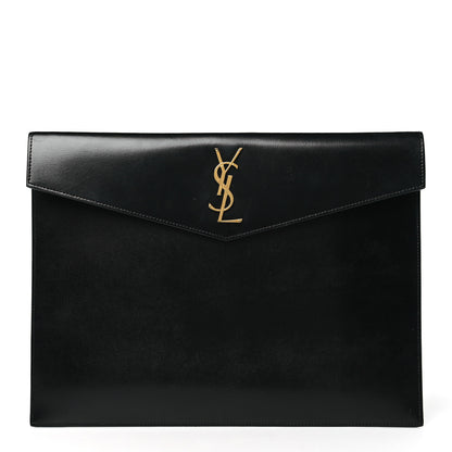 Saint Laurent Smooth Shiny Calfskin Monogram Uptown Baby Pouch Black 1 of 9