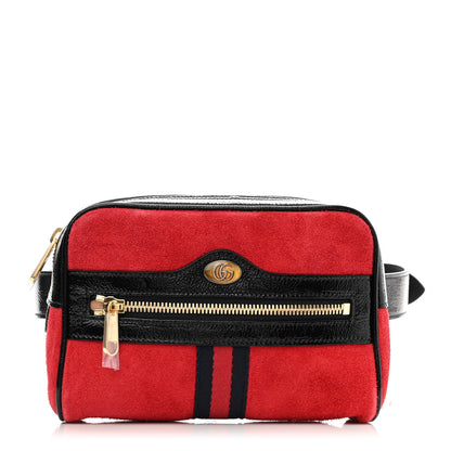 Gucci Suede Small Ophidia Belt Bag 85 34 Hibiscus Red 1 of 10