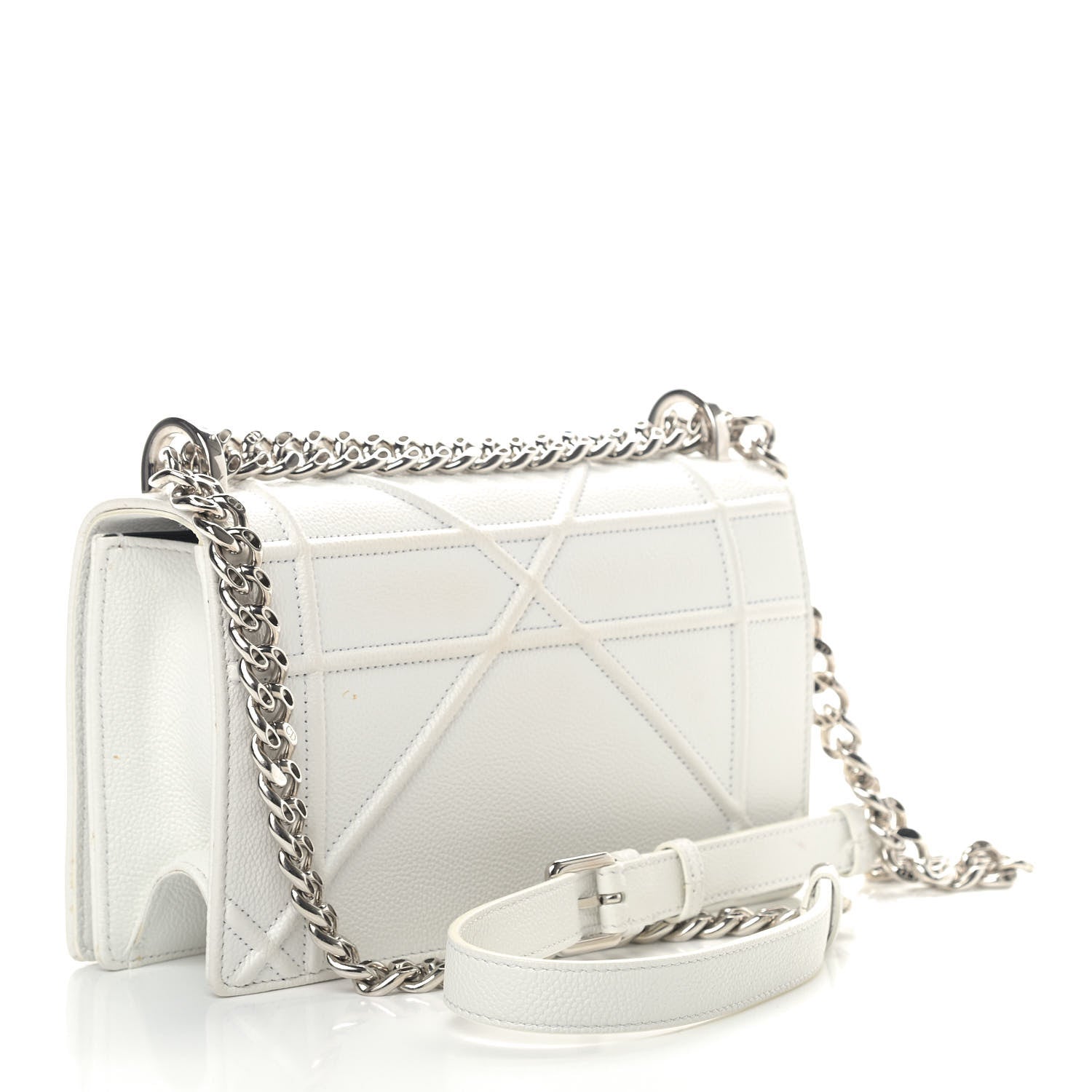 Christian Dior Grained Calfskin Small Diorama Flap Bag Off White 3 of 14