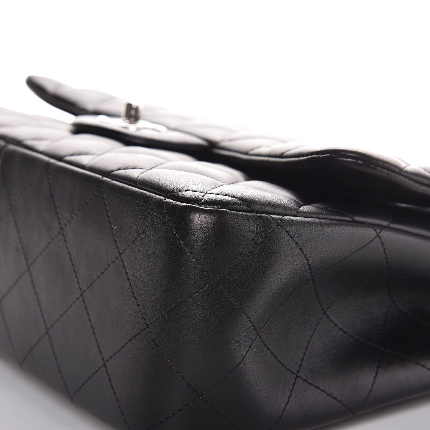 Lambskin Quilted Jumbo Double Flap Black