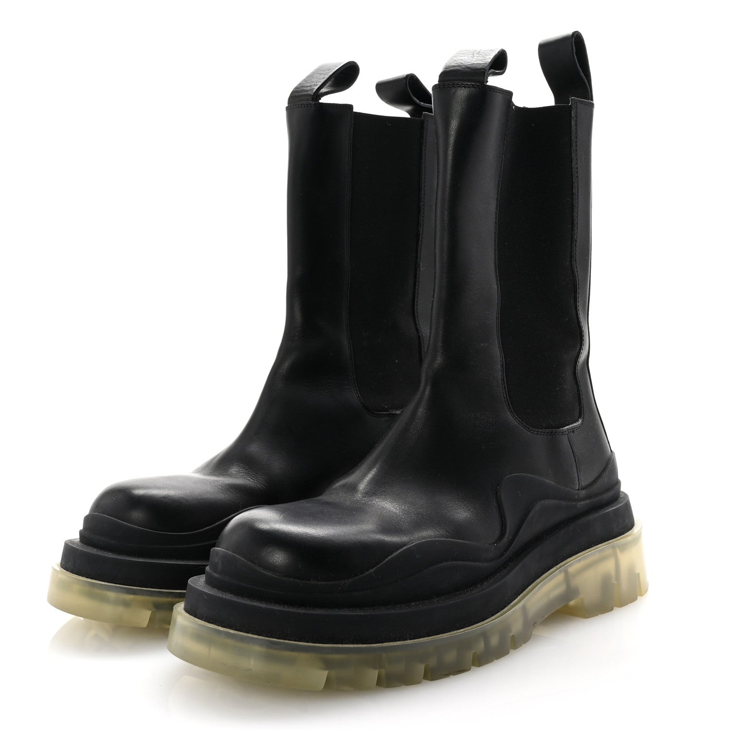 Bottega Veneta Calfskin The Tire Chelsea Boots 36 Black Clear 4 of 8