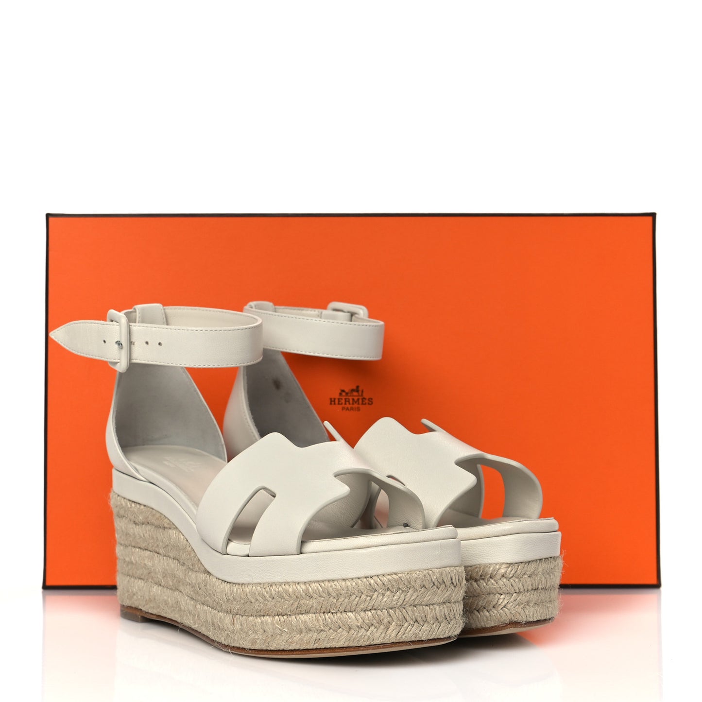 Goatskin Elda Espadrille Wedge Sandals 36 White