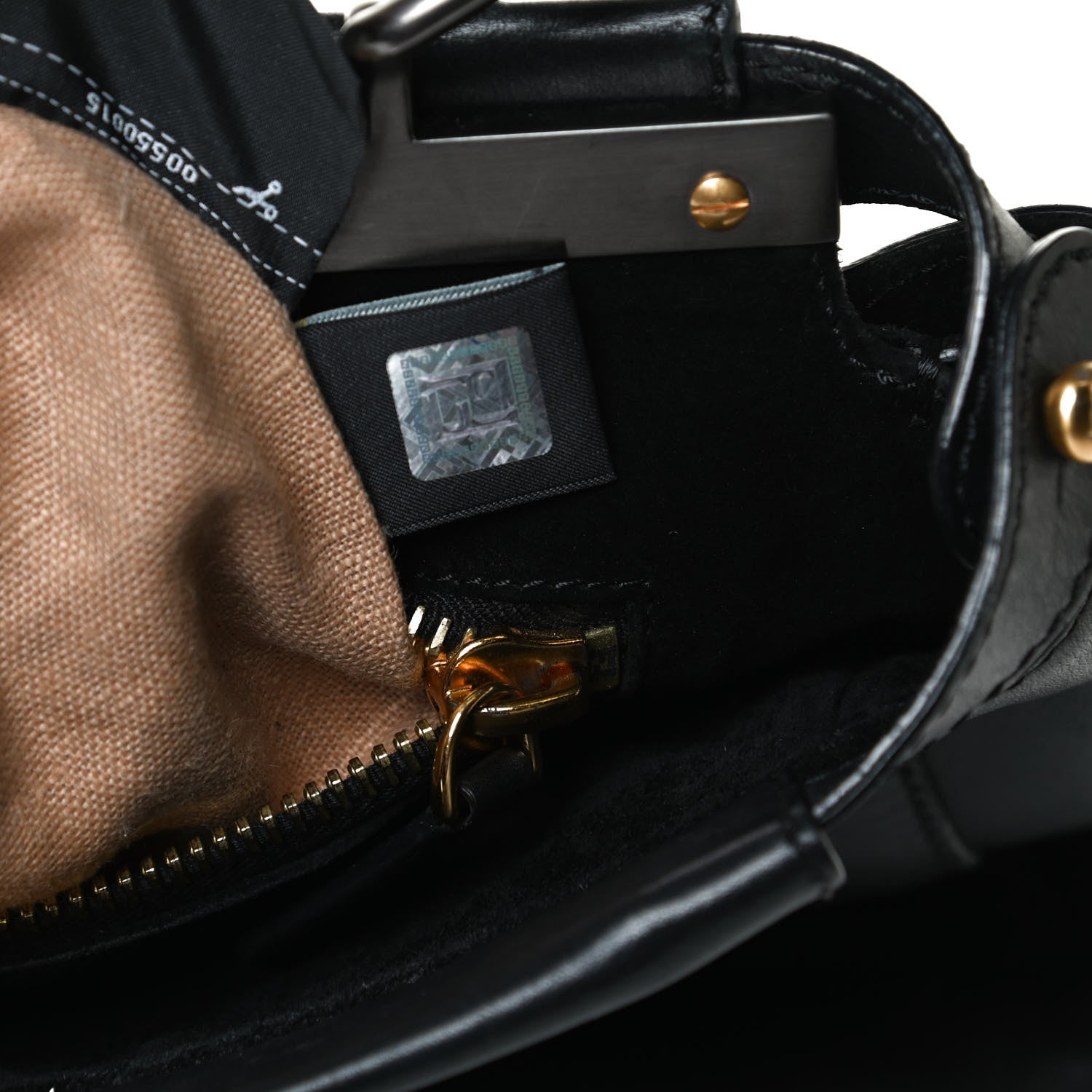 Fendi Vitello Suede Medium Peekaboo Iconic Satchel Black 8 of 13