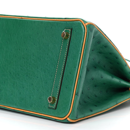 Hermes Ostrich Horseshoe Birkin 30 Vert Vertigo Safran 9 of 10