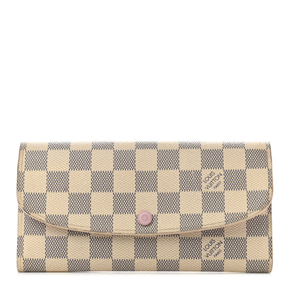 Louis Vuitton Damier Azur Emilie Wallet Rose Ballerine 1 of 10