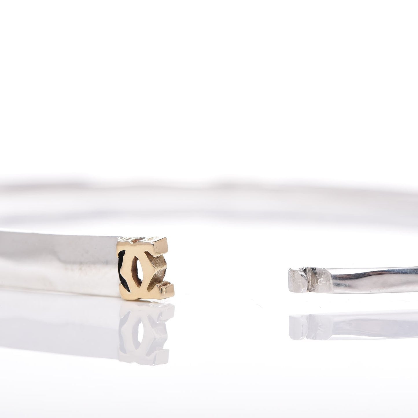 Sterling Silver 18K Yellow Gold C De Bangle Bracelet
