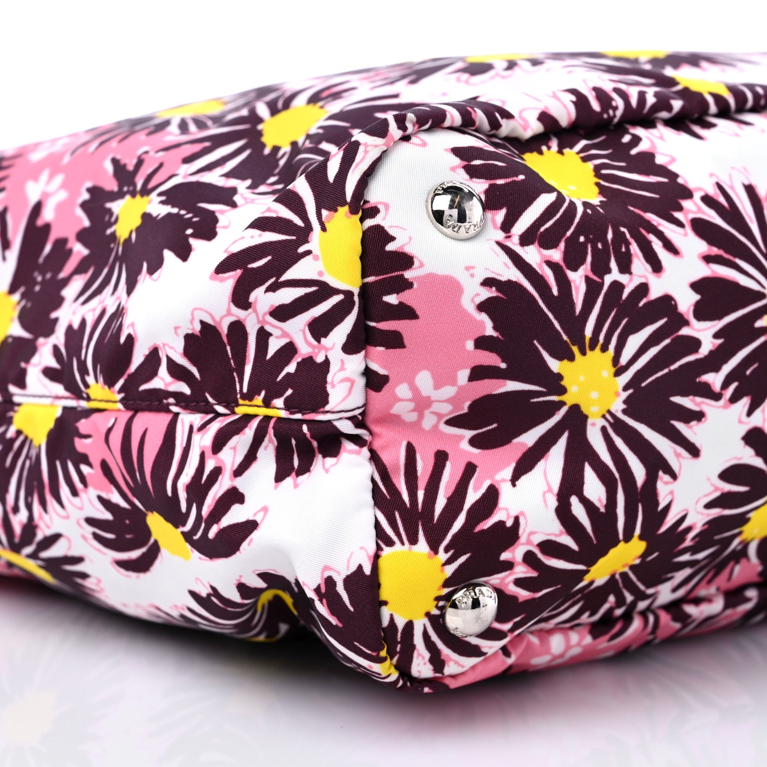 Prada Tessuto Nylon Saffiano Floral Print Tote Bordeaux 7 of 8