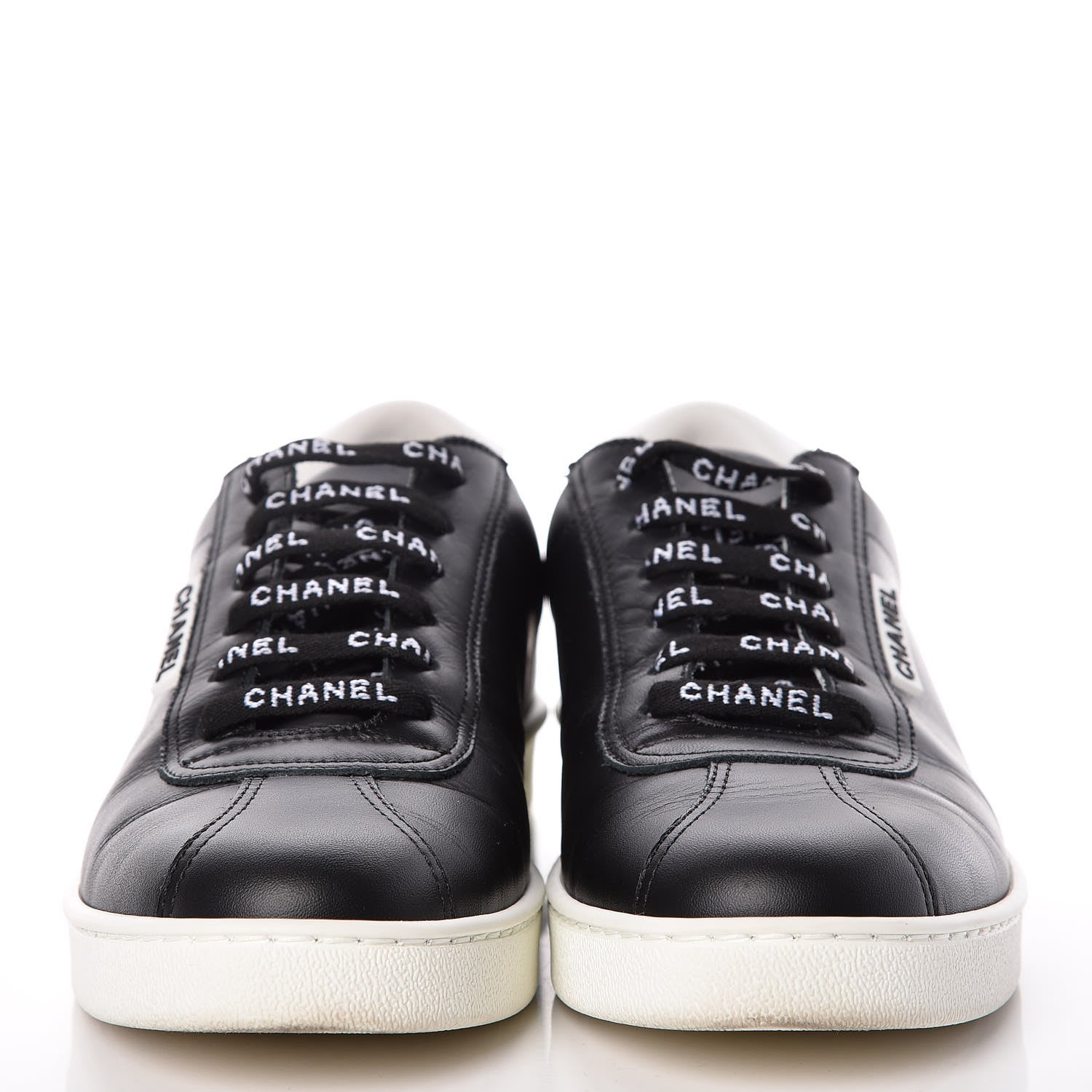 Chanel Calfskin Womens CC Sneakers 38.5 Black 2 of 10