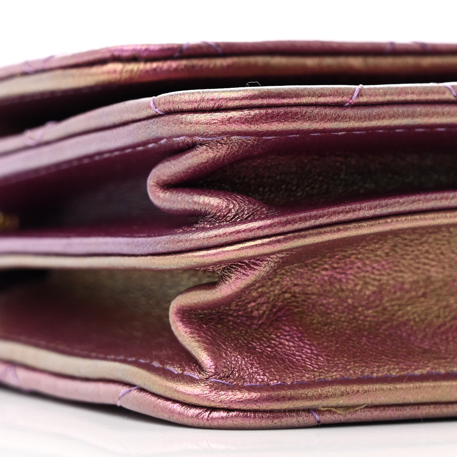 Chanel Iridescent Lambskin Quilted Mini Wallet On Chain WOC Purple 10 of 12