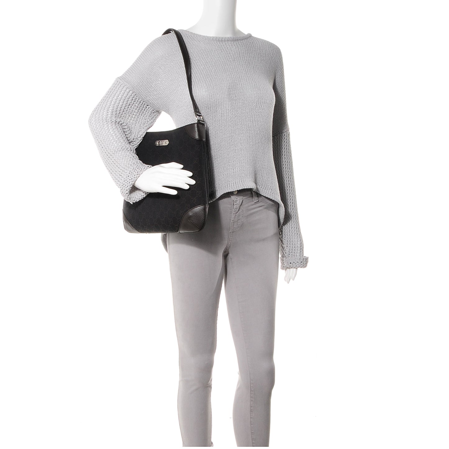 Denim Signature GG Shoulder Bag Brown