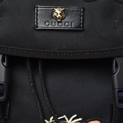 Gucci Techno Canvas Web L'Aveugle Par Amour Embroidered Double Buckle Backpack Black 14 of 14