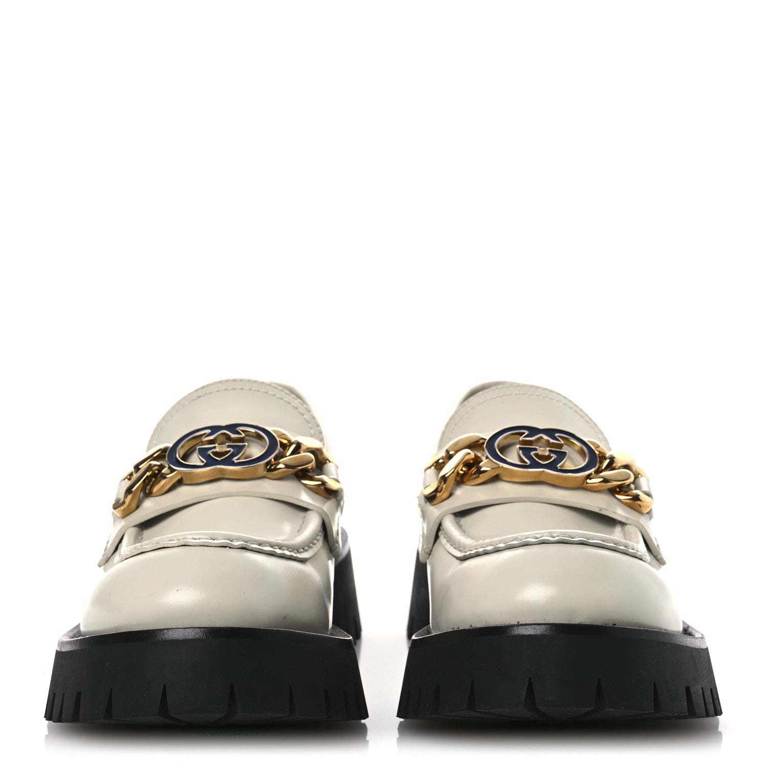 Gucci Cordovan Lux Womens Jeanne Platform Lug Sole 30/45mm Loafers 39 Mystic White 3 of 13