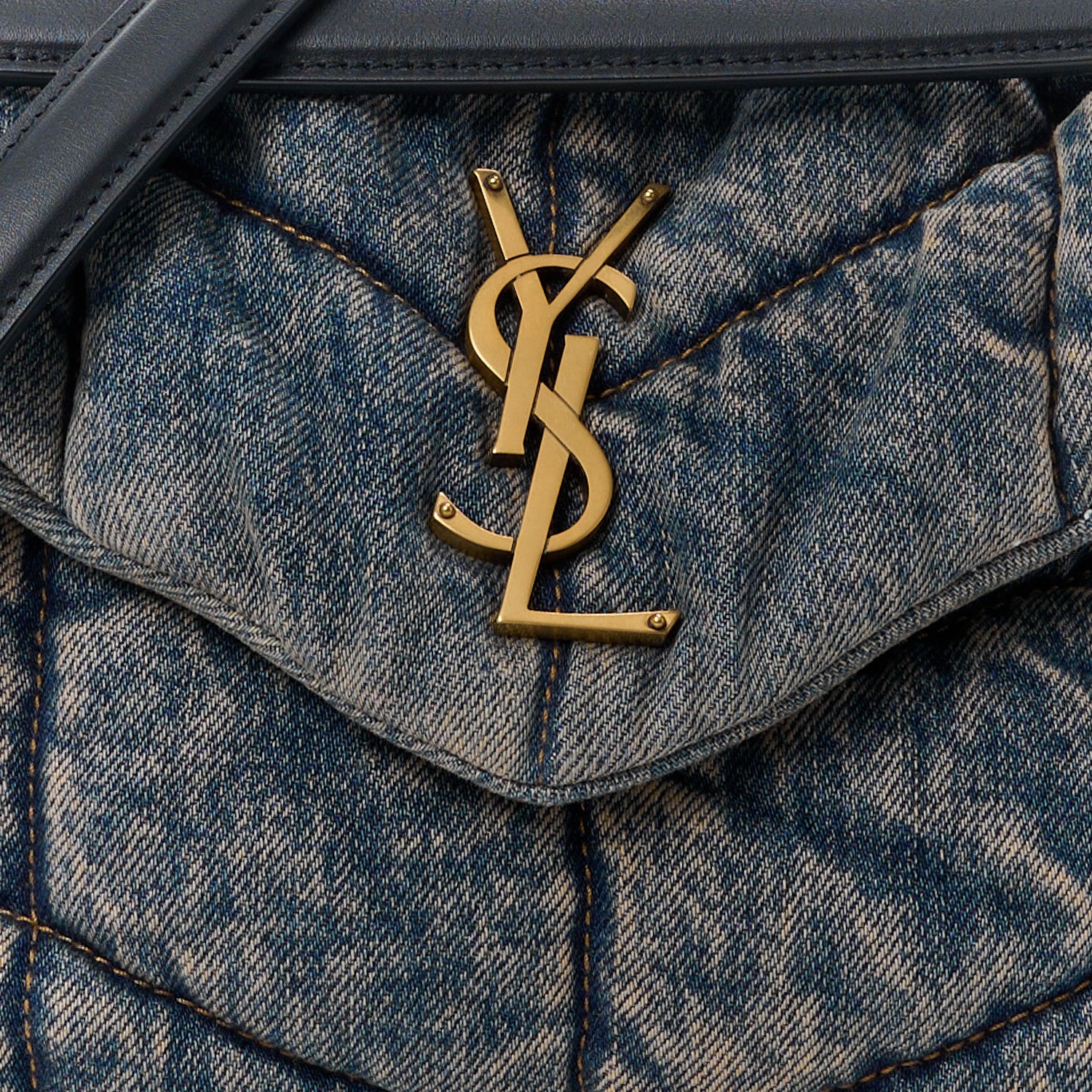 Saint Laurent Denim Quilted Small Loulou Puffer Monogram Chain Satchel Rodeo Blue 8 of 10