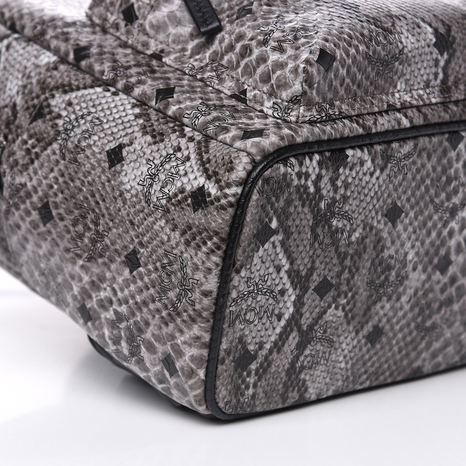 MCM Visetos Snakeskin Printed Small Stark Backpack Light Grey 8 of 9