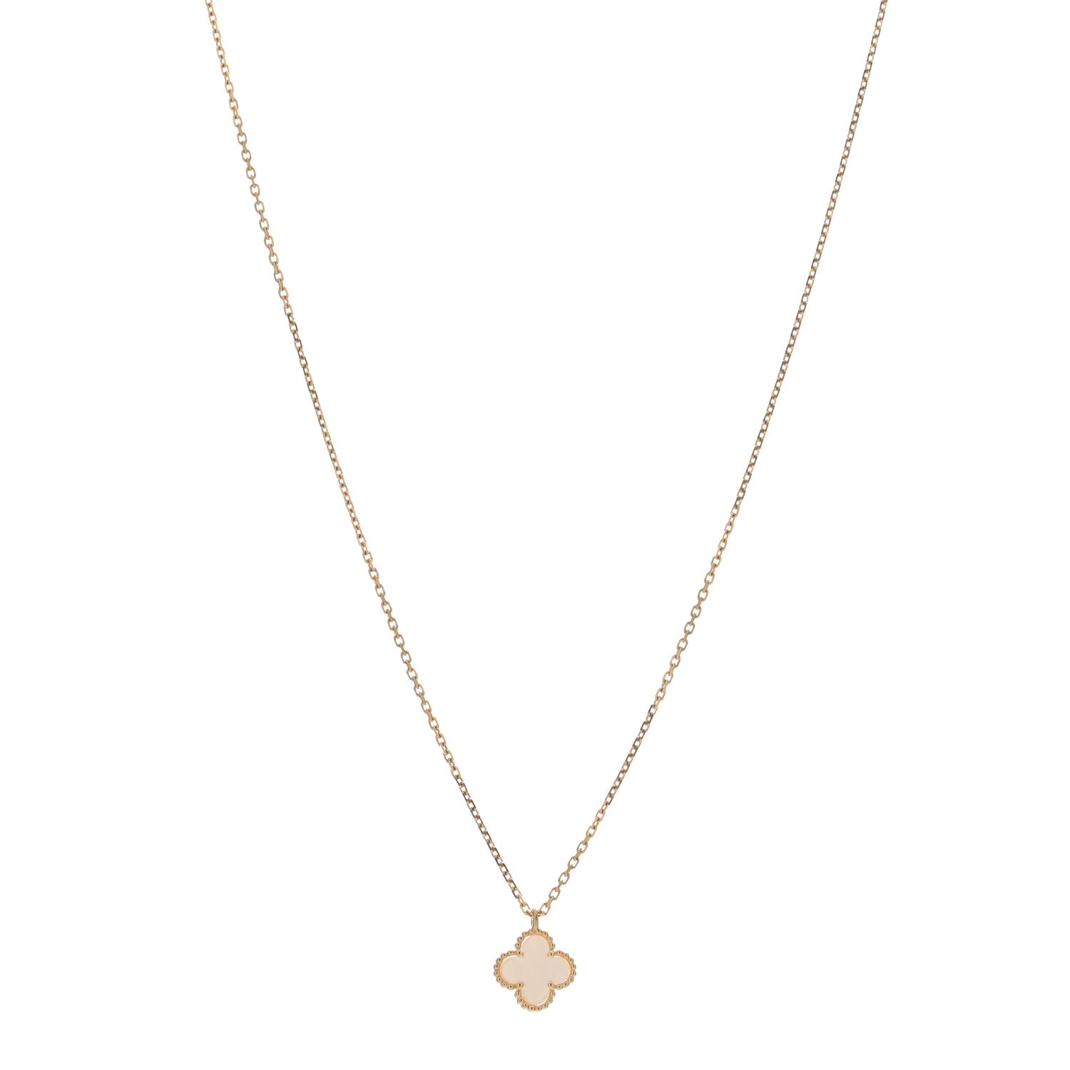 Van Cleef & Arpels 18K Yellow Gold Mother of Pearl Sweet Alhambra Pendant Necklace 1 of 4