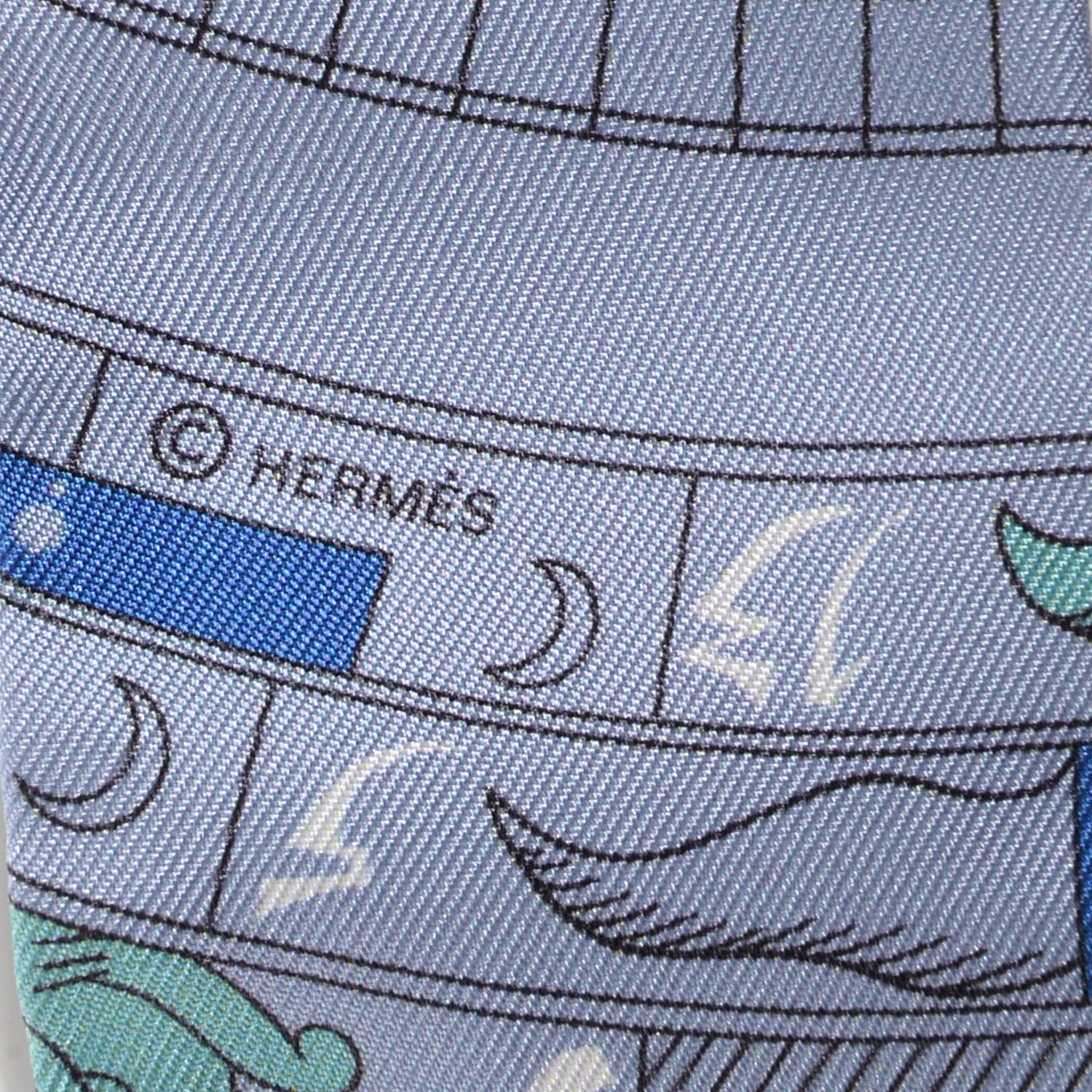 Hermes Silk Astrologie Twilly Gris Acier Bleu Veronese 4 of 5