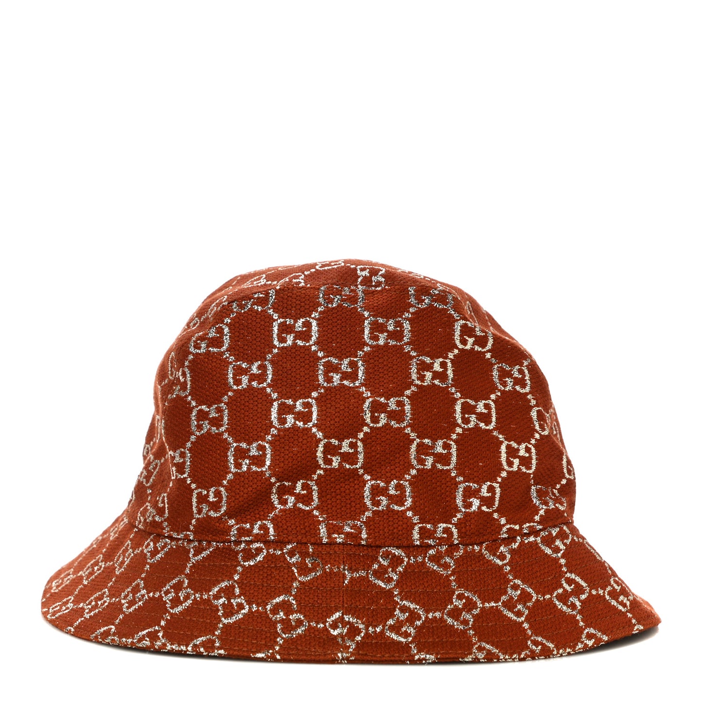 Canvas Lame GG Monogram Bucket Hat S Burnt Orange Silver