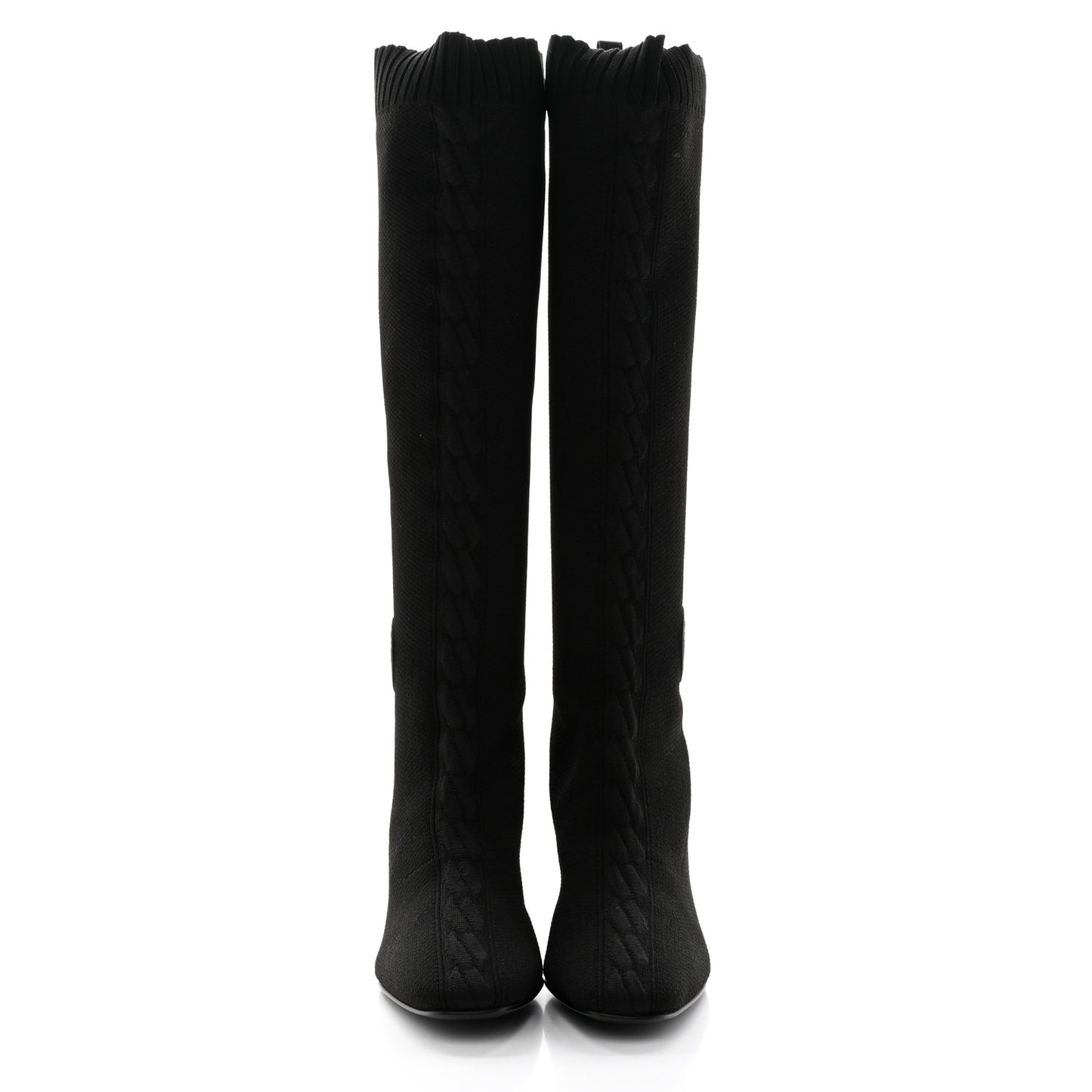 Knit Calfskin Fontaine 60 Boots 37 Black