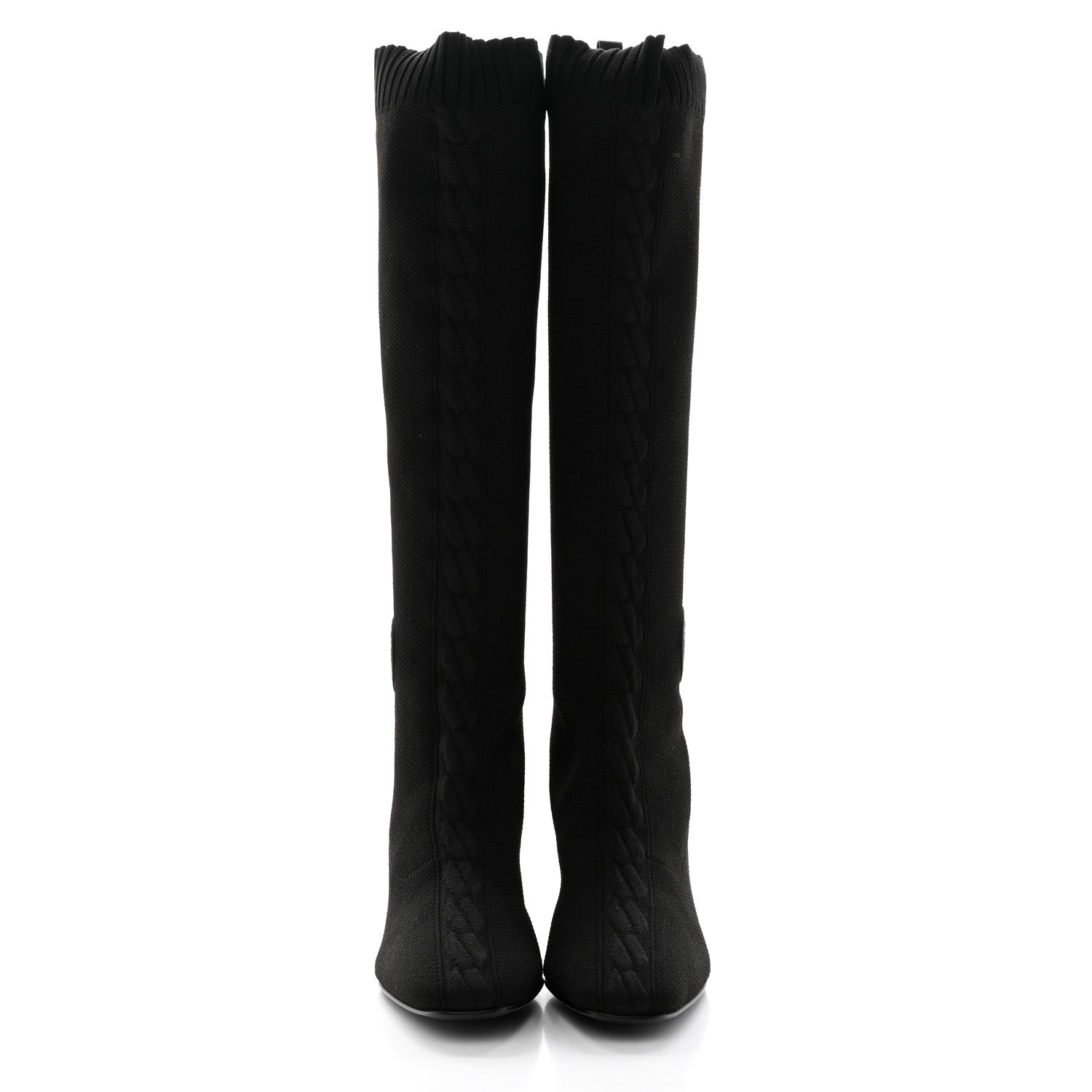 Hermes Knit Calfskin Fontaine 60 Boots 37 Black 2 of 11