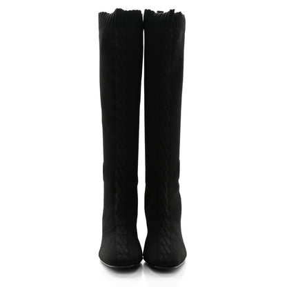 Hermes Knit Calfskin Fontaine 60 Boots 37 Black 2 of 11