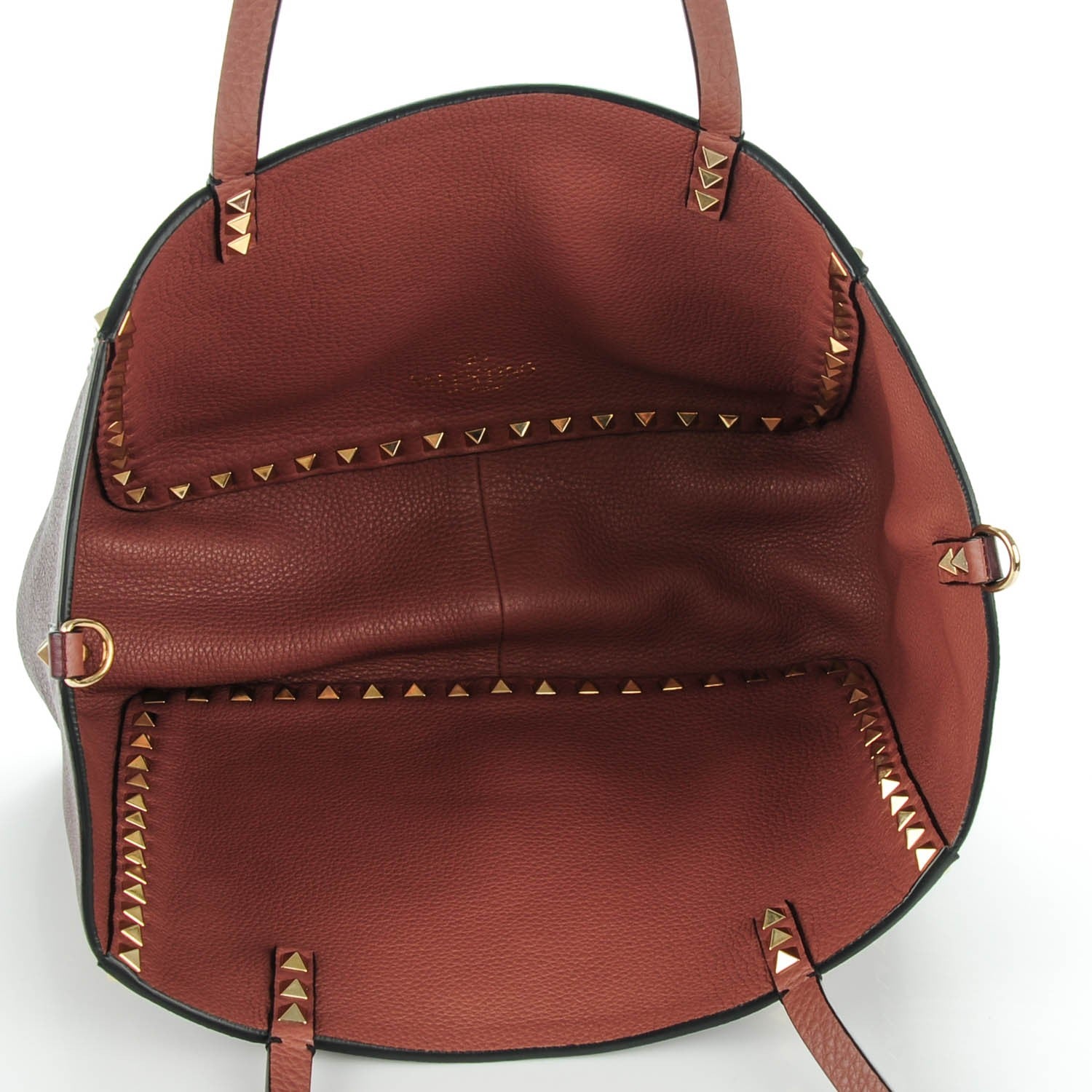 Valentino Garavani Pebbled Calfskin Small Rockstud Reversible Tote Rubin Blush 6 of 7